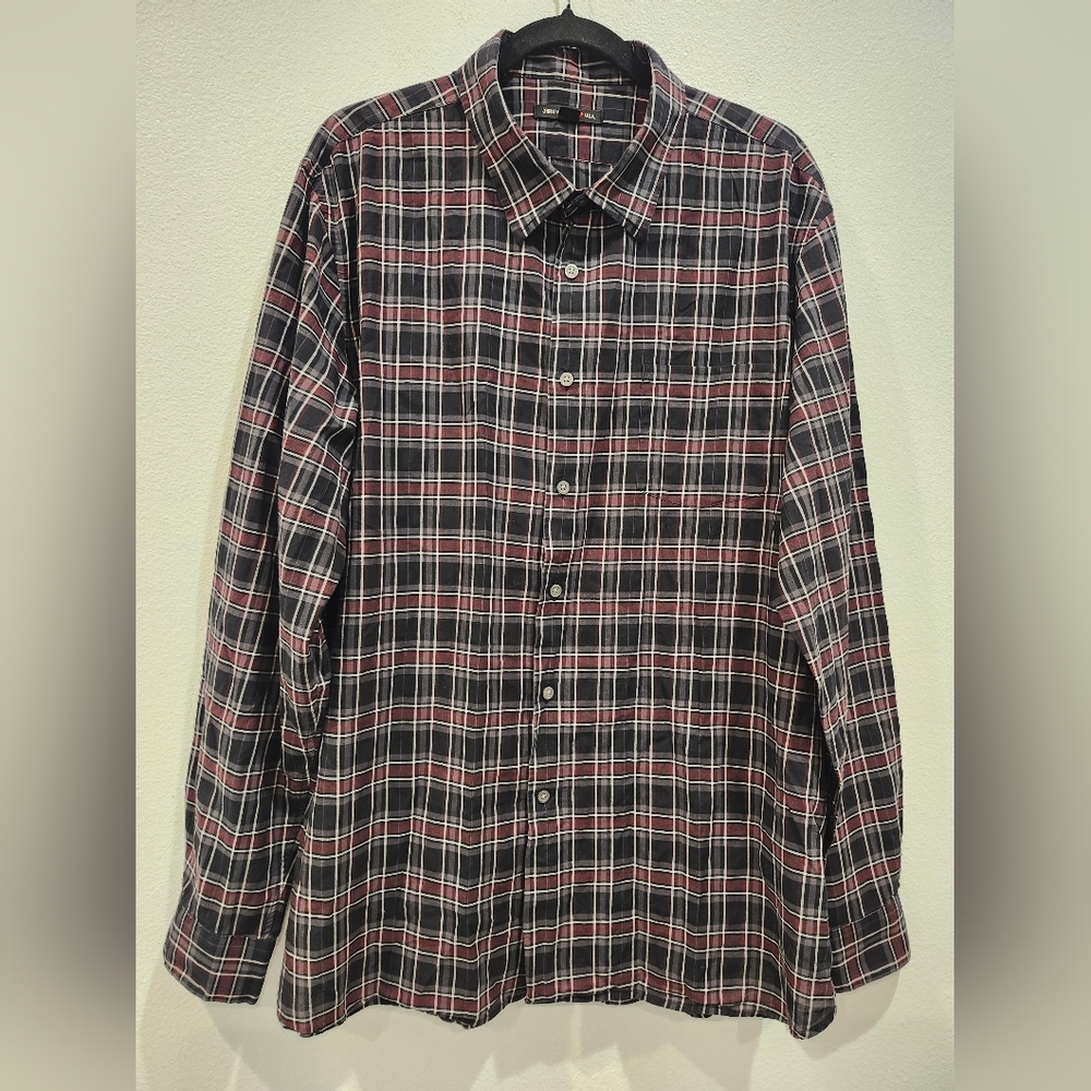 JOHN VARVATOS COTTON LONG SLEEVE BUTTON DOWN PLAID SHIRT XXL 2XL